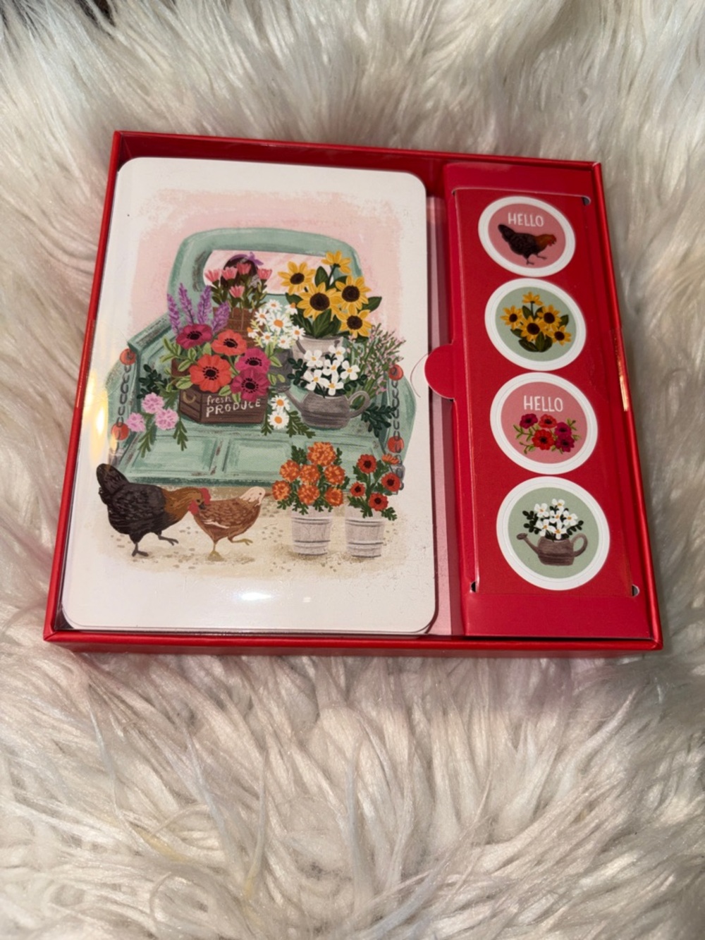 Floral Farmhouse Note Card Set - Pink & Red